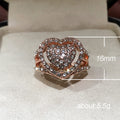 Rose Gold Tone Layered Heart Ring with Clear Stones view 5
