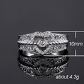 Silver Tone Filigree Heart Ring with Clear Stone Bands view 5