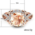 Rose Gold Tone Champagne Oval Cluster Ring In A Polished Decorative Design view 5
