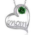 Silver-Tone Mom Heart Pendant Necklace In Three Crystal Colors view 6
