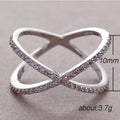 Crossed Heart-Shaped Open Ring In Black Pink And Clear Stones view 4