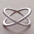 Crossed Heart-Shaped Open Ring In Black Pink And Clear Stones view 3