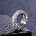 Silver Tone Baguette Stone Eternity Band Ring with Clear Stone Accents view 4