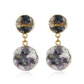 Gold Tone Double Round Druzy Drop Stud Earrings in Four Colors view 2