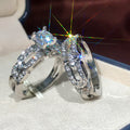 Silver Tone Clear Crystal Three Piece Ring Set Fashion Jewelry view 2