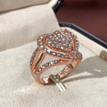 Rose Gold Tone Layered Heart Ring with Clear Stones view 3