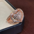Rose Gold Tone Layered Heart Ring with Clear Stones view 2