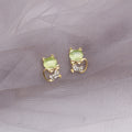 Pink Cat Eye Look Clear Cat Outline Small Stud Earrings view 4
