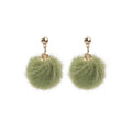 Soft Fuzzy Ball Gold Tone Stud Earrings in Six Colors view 4