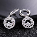 Silver Tone Crystal Mountain Disc Drop Earrings Fashion Jewelry view 1