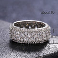 Rectangular Stone Three Row Wide Ring Metal Jewelry Design view 5