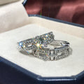 Silver Tone Clear Crystal Three Piece Ring Set Fashion Jewelry view 3