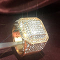 Gold Square Micro Pave Cubic Zirconia Mens Signet Ring view 2