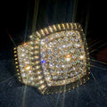 Gold Tone Square Pavé Statement Ring with Clear Stones view 4