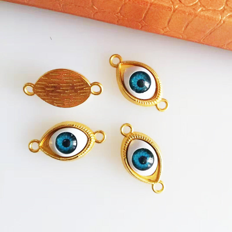 Vintage Resin Evil Eye Marquise Connector Charm for DIY Bracelets