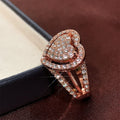 Rose Gold Tone Layered Heart Ring with Clear Stones view 4