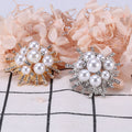 White Pearl Cluster Sunburst Brooch With Crystal Rays view 2