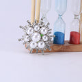 White Pearl Cluster Sunburst Brooch With Crystal Rays view 4