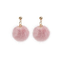 Soft Fuzzy Ball Gold Tone Stud Earrings in Six Colors view 5