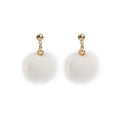 Soft Fuzzy Ball Gold Tone Stud Earrings in Six Colors view 2