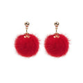 Soft Fuzzy Ball Gold Tone Stud Earrings in Six Colors view 6