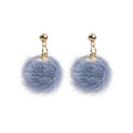 Soft Fuzzy Ball Gold Tone Stud Earrings in Six Colors view 1