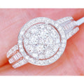Silver Tone Round Cluster Ring with Layered Clear Stone Halos view 4