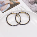 Gold Wire Wrapped Faceted Bead Large Hoop Earrings view 11