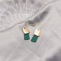 Gold Cap and Two Tone Color Panel Hook Drop Earrings view 6