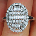 Silver Tone Oval Baguette Cluster Statement Ring Design view 6
