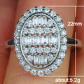 Silver Tone Oval Baguette Cluster Statement Ring Design view 5