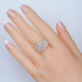 Silver Tone Wide Lattice Ring with Clear Stones Design view 4