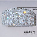 Silver Tone Wide Lattice Ring with Clear Stones Design view 5