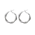 Gold and Silver Twisted Round Medium Size Hoop Earrings view 5