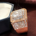 Gold Square Micro Pave Cubic Zirconia Mens Signet Ring view 4