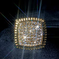 Gold Tone Square Pavé Statement Ring with Clear Stones view 2