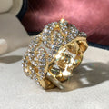 Chunky Pave Cuban Chain Link Ring In Polished Gold Tone view 4