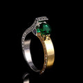 Two Tone Green Geometric Ring With Curved Top Statement Jewelry view 2