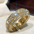 Mixed Round Clear Stone Extra-Wide Eternity Ring In Gold Tone view 2