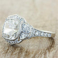 Silver Tone Ornate Halo Ring with Large Round Clear Stone view 2