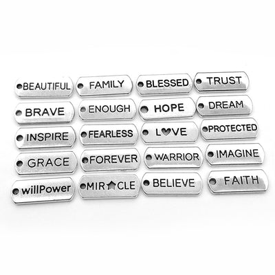 Printed detail graphic for the alphabet letter charms