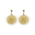 Soft Fuzzy Ball Gold Tone Stud Earrings in Six Colors view 3
