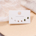 Green Six Pair Mixed Clear Look Small Stud Earring Card view 3