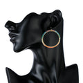 Gold Wire Wrapped Faceted Bead Large Hoop Earrings view 2