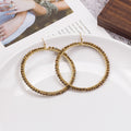 Gold Wire Wrapped Faceted Bead Large Hoop Earrings view 9