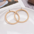 Gold Wire Wrapped Faceted Bead Large Hoop Earrings view 7
