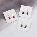Gold Cap and Two Tone Color Panel Hook Drop Earrings view 1