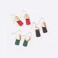 Gold Cap and Two Tone Color Panel Hook Drop Earrings view 4