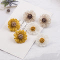 White Crocheted Daisy Flower Petite Small Stud Earrings view 1