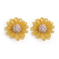 White Crocheted Daisy Flower Petite Small Stud Earrings view 5
